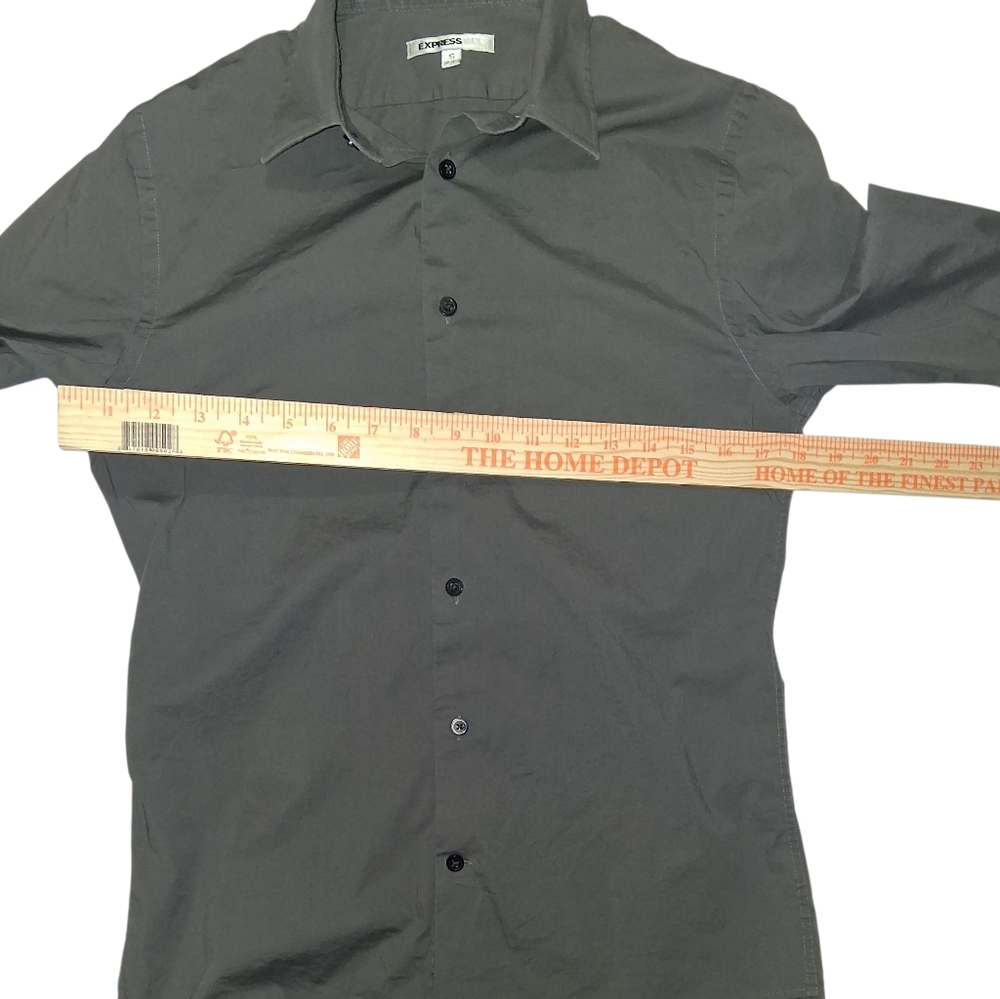 EXPRESS 1MX EUC Sz. S (14-14 1/2) Dark Gray Long Sleeve Button Down Dress Shirt. - Picture 4 of 11